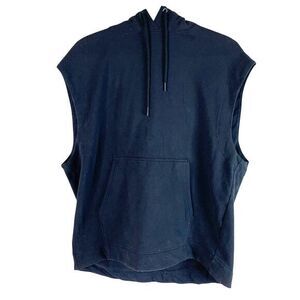 Athleta Womens Retroplush Cocoon Hoodie Sweatshirt Black Sleeveless Pullover - M